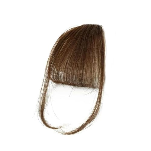 Pony Echthaar-Pony, natürlicher Bang-Haarclip, Pony, Fransen mit Schläfen, Haarteil for Frauen, Clip-on-Air-Bang, 11,4 cm Pony Haarspange(Bruin)