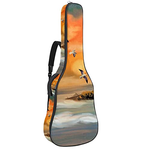 Akustische Gitarrentasche mit mehreren Taschen Dicke Polsterung Wasserdichter Gitarrenkoffer Gig Bag 108,9x42,9x11,9 cm,Seagull Lighthouse Ocean View