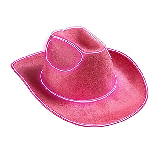 HDKEAN Leuchtender Westernhut, breiter Partyhut für Damen, LED-Cowgirl-Hut, Party-Kostüm, Fedoras, Kopf-Accessoire