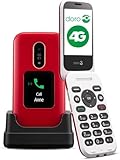 DORO 6880 Seniorenhandy ohne Vertrag - Klapphandy mit 4G, benutzerfreundlichem Design, Doppelbildschirm und Notruftaste, inklusive Ladestation - Rot