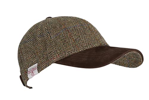 WALKER AND HAWKES Brungton - Basecap aus Harris-Tweed - Schirm aus Leder - Moosgrün - Einheitsgröße