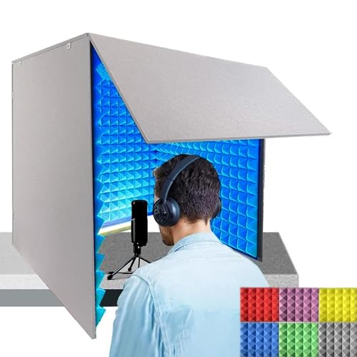 Tragbare Tonaufnahme-Vocal Booth Box, Tonaufnahme Schallschutzkabine, Schalldichte Schaumstoffplatten, Gesangskabine, Großer Raum Mikrofon Isolierschaum, Mikrofonschutz, Studio, Singen, Podcast