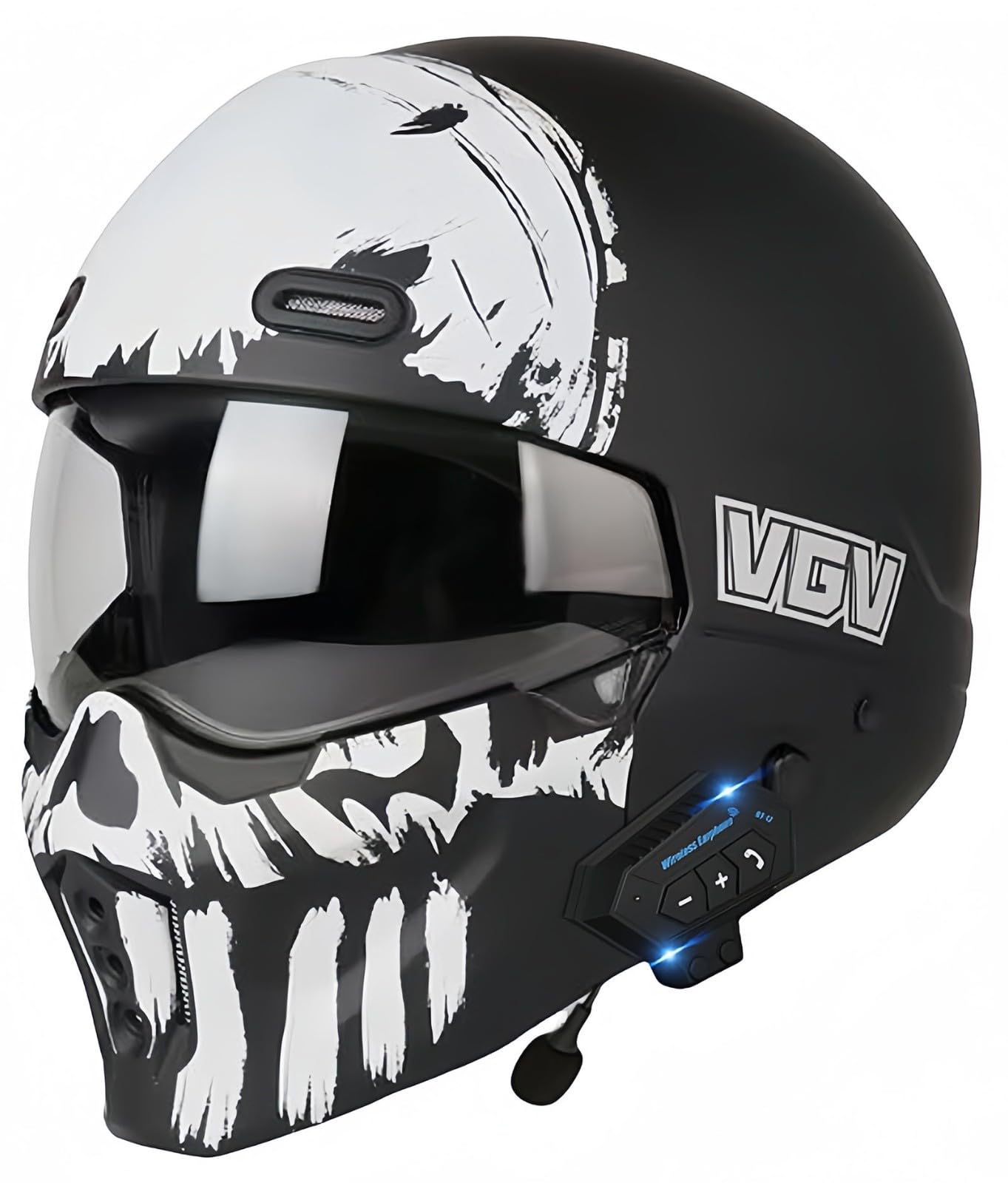 Bluetooth-Retro-Klassiker-Motorradhelm Mit Doppelvisier, 3/4-Open-Face-Helm, DOT-Zugelassener Scooter-Sicherheits-Motorradhelm Für Männer Und Frauen L,XL61-62CM