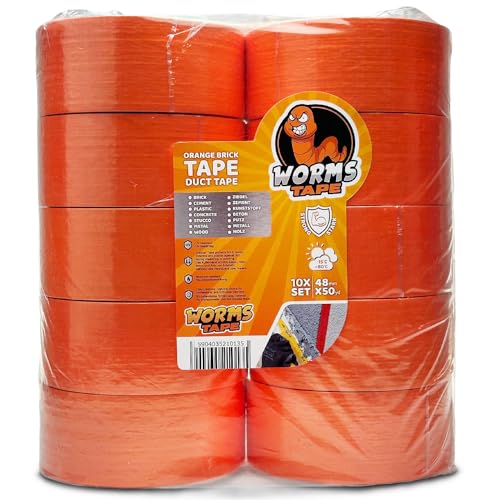 ARPON Profi Putzband 48mm x 50 Yard - Fassadenband für grobe Oberflächen - Klebeband zur Verwendung im Innen- und Außenbereich - Abklebeband UV-beständig - Universal Worms Tape Made in EU