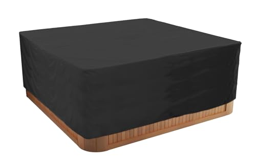 BaCover Whirlpool-Abdeckung, Quadratischer Allwetter Garten Spa Abdeckung aus 210D Oxford, Wasserdicht, Staubdicht, UV-geschützt Quadrat Poolabdeckung,Schwarz,244x244x90cm