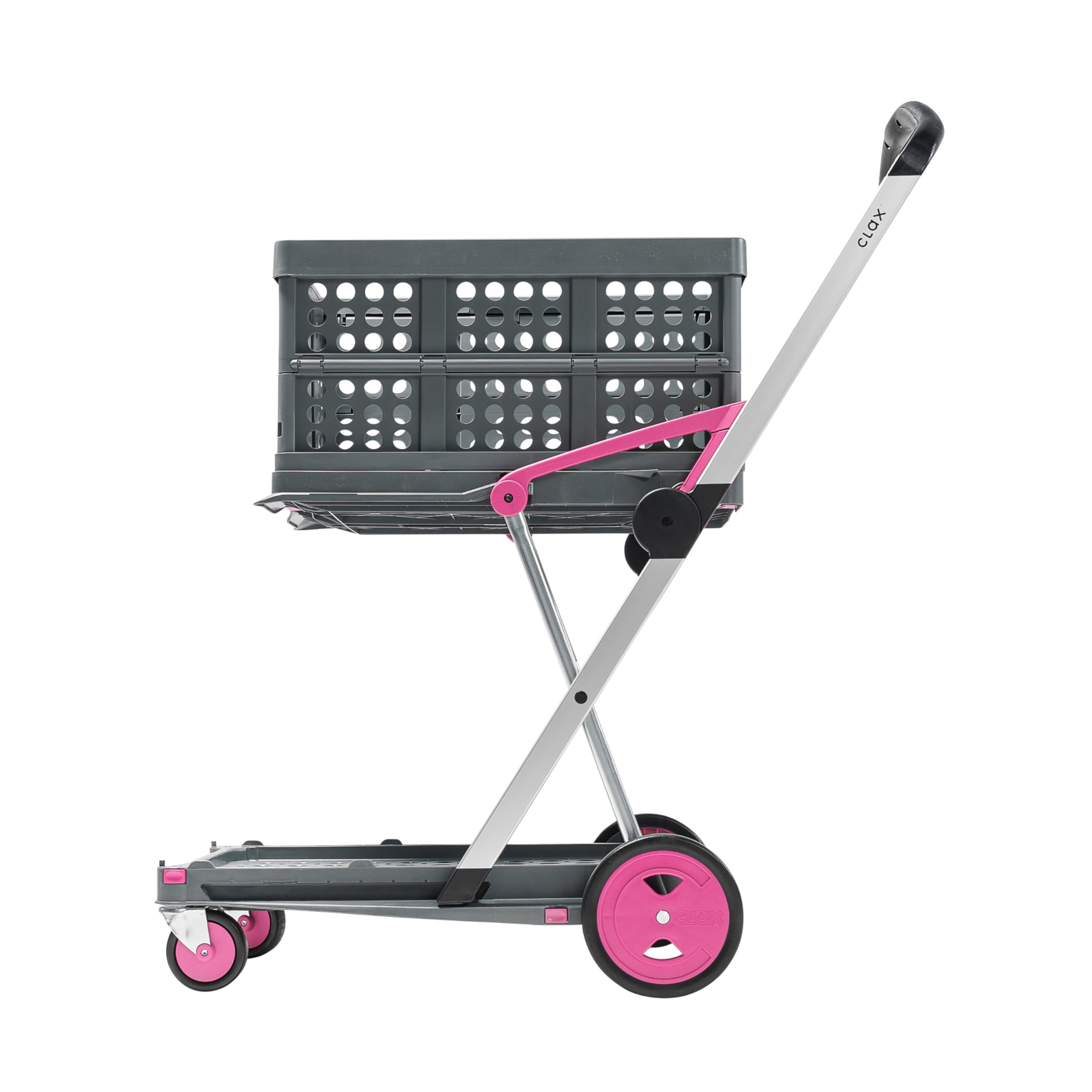 CLAX® Handwagen | Transportwagen | Plattformwagen | Trolley | inklusive Faltbox | pink