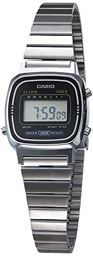 Casio LA670WA-1 Herrenuhr, Edelstahl-Armband, Silber