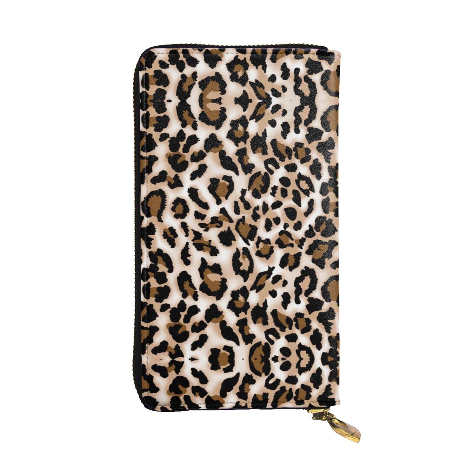 DMORJ Lange Clutch aus Leder, Leopardenmuster, 19 x 10 cm, bequem, leicht, wasserdicht, langlebig, schönes Geschenk, Schwarz, Einheitsgröße, Schwarz , Einheitsgröße