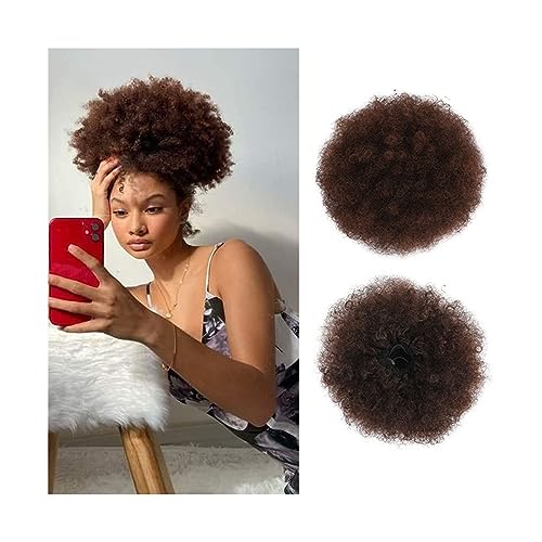 Haarteil Afro Puff Kordelzug-Pferdeschwanz for Frauen, 8/10 Zoll synthetische Afro-Kinky-Curly-Haarknoten-Verlängerungs-Haarteile, Clip-in-Kordelzug-Pferdeschwanz-Haarteile Haarverlängerung(33,8inch)