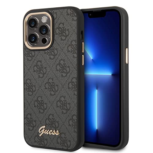 Guess Handyhülle für iPhone 14 Pro Max in Schwarz 4G Muster & Script Logo, Anti-Scratch PC/TPU, Bequem & Durable Hard Case mit Zugänglichen Anschlüssen & Stoßdämpfung