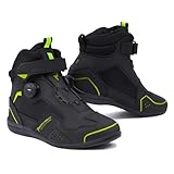 REBELHORN Spark II Motorradstiefel Damen und Herren | PU Leder | ATOP Schnell-Schnürsystem | Knöchelprotektoren | Verstärkte Zehen | Mesh Belüftungspaneele