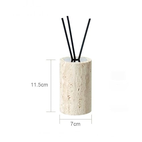 AMEEDA Badezimmer Set Beige Travertin Badezimmer Zubehör Set Natur Marmor Seife Spender Seifenschale Reed Diffusor Vanity Tray Kit Badezimmer Badezimmer Set Akazie(Reed Diffuser D)