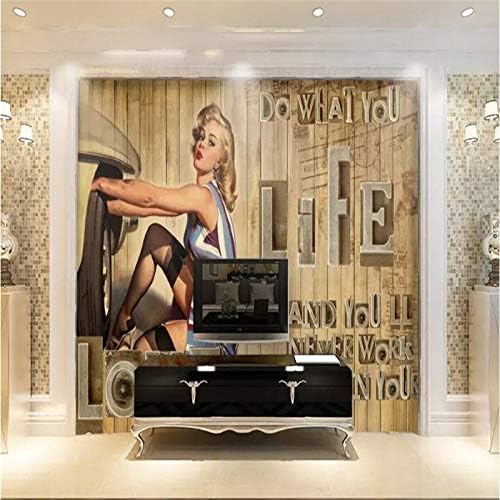 XLMING Vintage Pretty Lady Und Englische Zitate Küche Esszimmer Arbeitszimmer Wohnzimmer TV Hintergrund Wand 3D Tapete-430cm×300cm