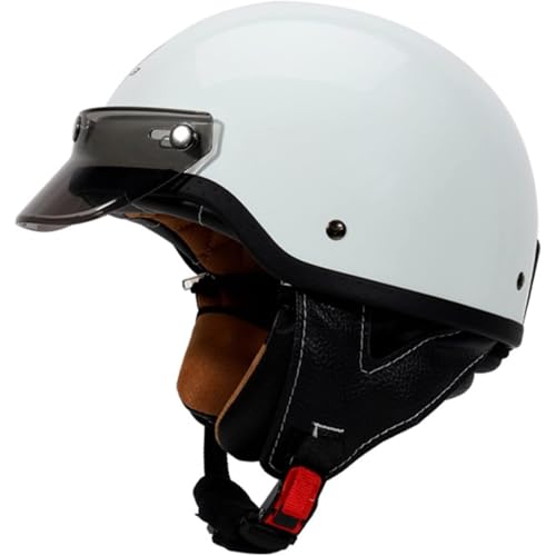 BYFHHHH Motorrad Halbhelm, Halbschalenhelm, Halbhelme Motorradhelm Brain Cap, Halbschale Rollerhelm Rollerhelm Jethelm Retro Für Erwachsene Herren Damen C,L=57~58CM