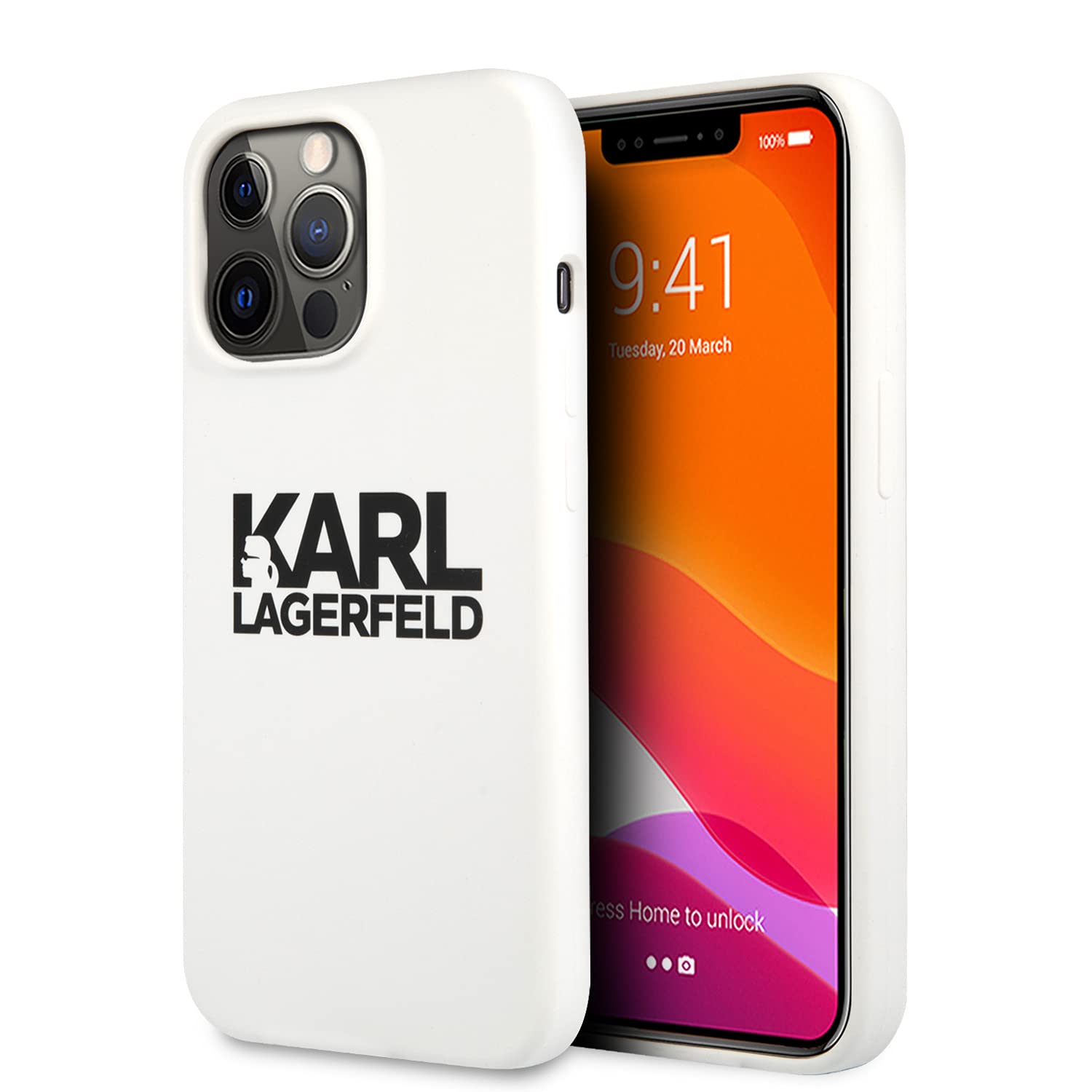 Karl Lagerfeld KLHCP13LSLKLWH Hülle für iPhone 13 Pro / 13 6,1" Silicone Stack Logo weiß