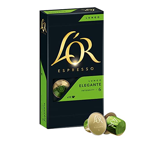 L'OR Kaffeekapseln Lungo Elegante, 100 Nespresso®* kompatible Kapseln, 10er Pack, 10 x 10 Getränke