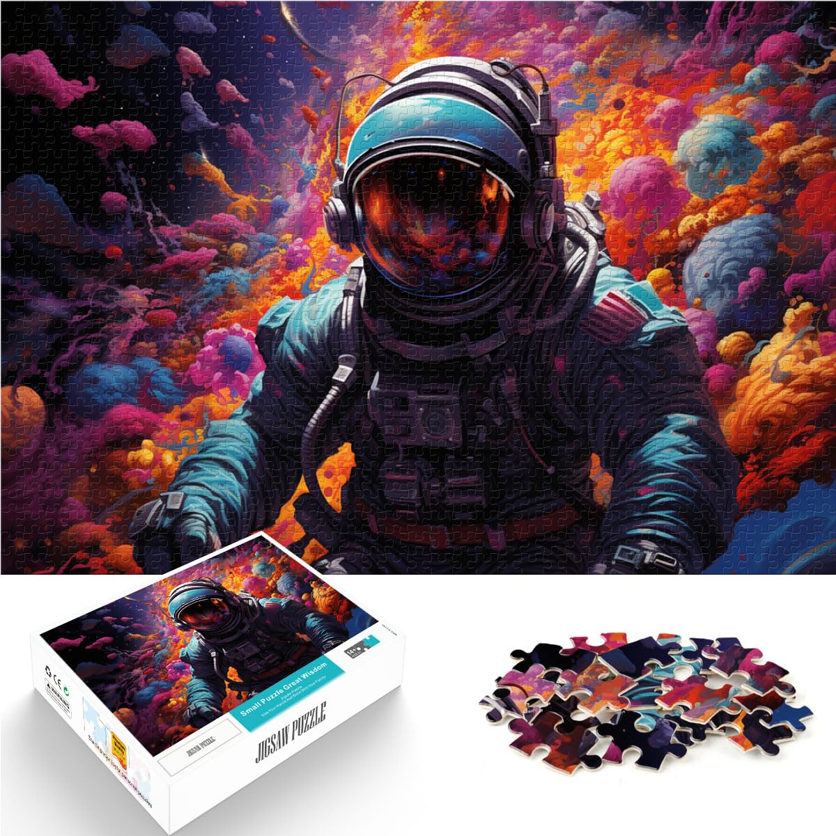 Puzzlespiel Farbige Astronauten auf dem Planeten 1000-teiliges Puzzle für Erwachsene Puzzle Holzpuzzle Tolle Geschenke für Weihnachten 1000 Teile (50 x 75 cm)