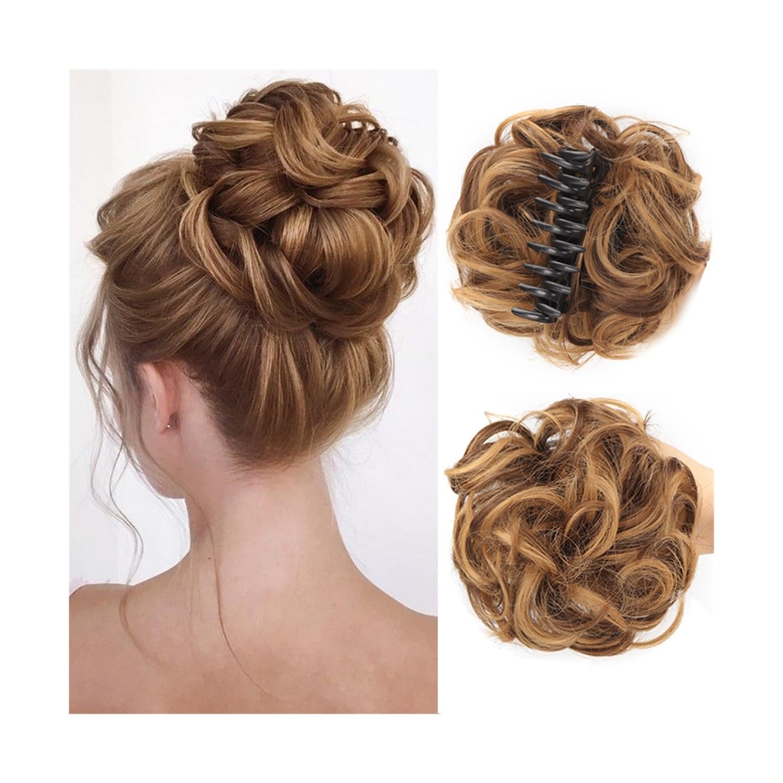 Haarteil Haargummi Synthetischer Haarknoten, Clip-in-Chignon-Haarteil, lockiges, unordentliches Haar, Pferdeschwanz-Haarverlängerungen, Scrunchie-Haarteile for Frauen Haarverlängerung(9H19)