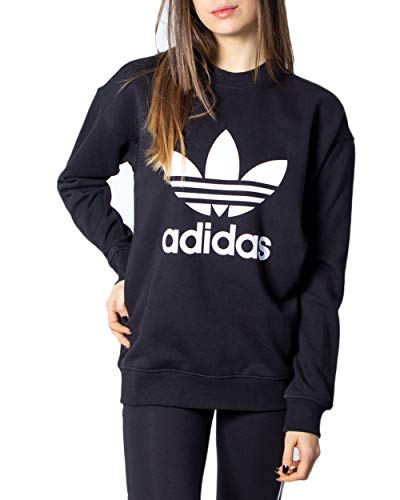 adidas Damen TRF Crew Sweat Sweatshirt, Black/White, 42