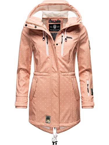 MARIKOO Damen Softshell-Jacke Outdoorjacke Zimtzicke Rose Dots Gr. XXL