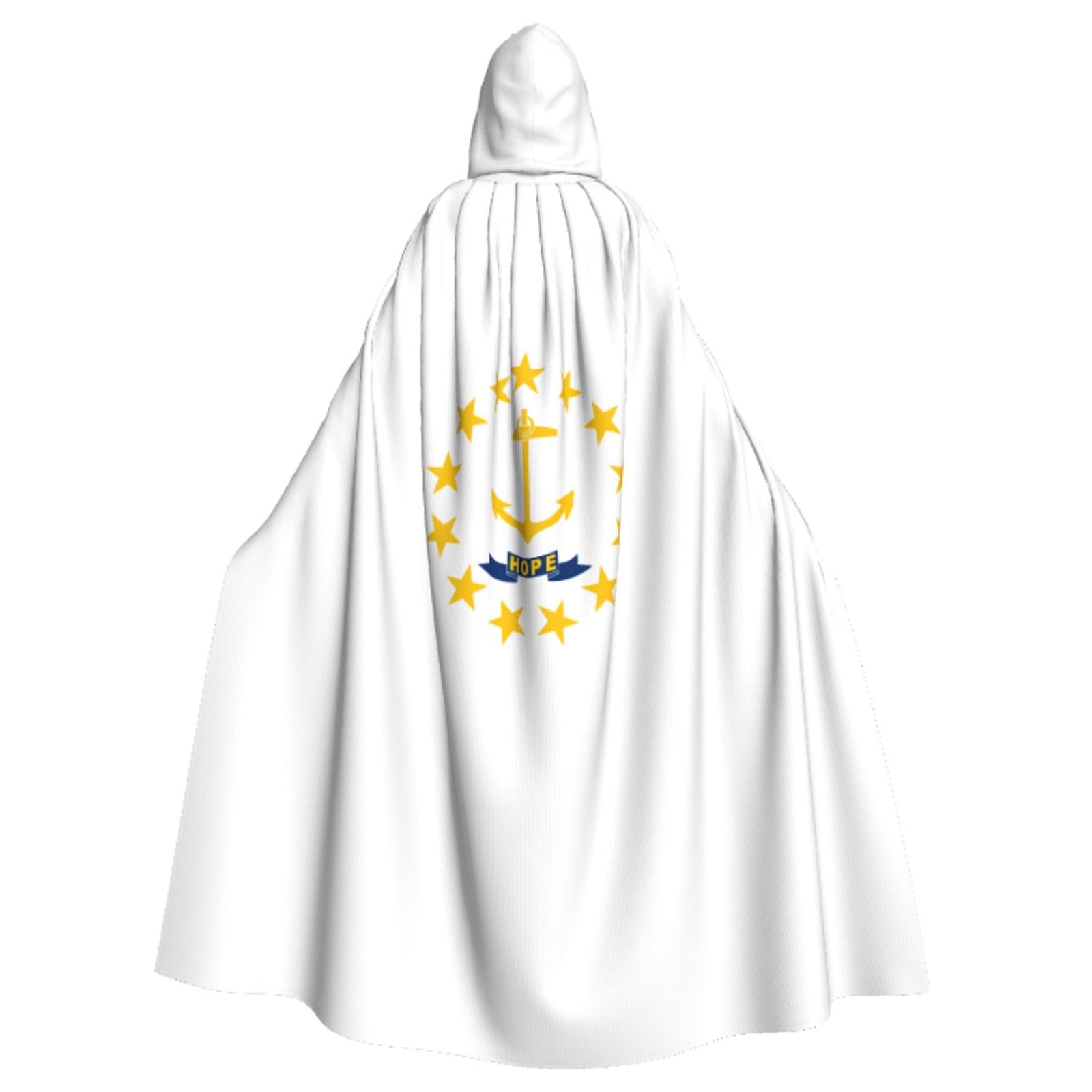 YQxwJL Rhode Island State Flag Print Halloween Umhang Herren mit Kapuze Umhang Renaissance Umhang für Erwachsene Cosplay Hexenumhang Umhang