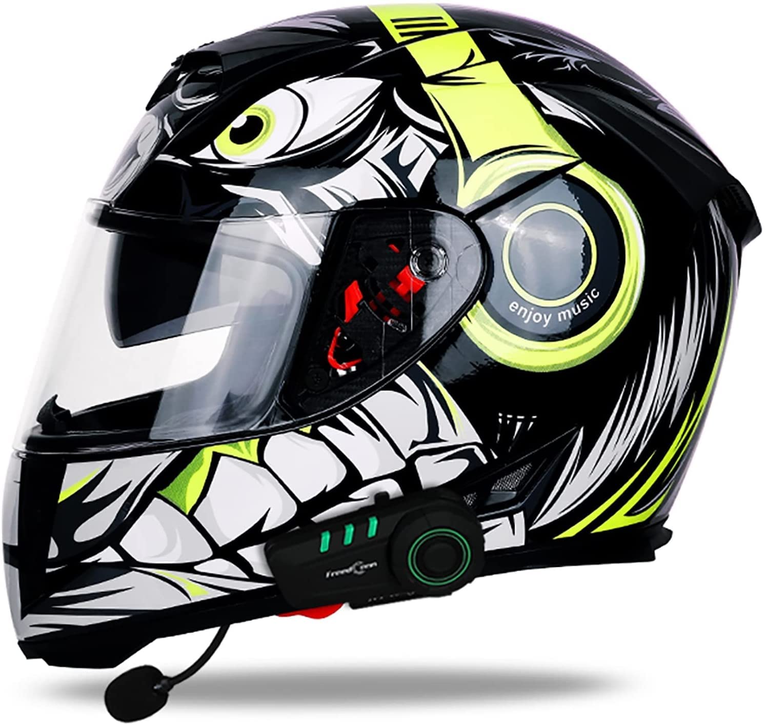 Integralhelme Motorrad Bluetooth Motorradhelm Klapphelm Integralhelme mit Doppelvisier MotorradHelm Rollerhelm für Damen und Herren,DOT/ECE Zertifiziert,Automatische Antwortfunktion