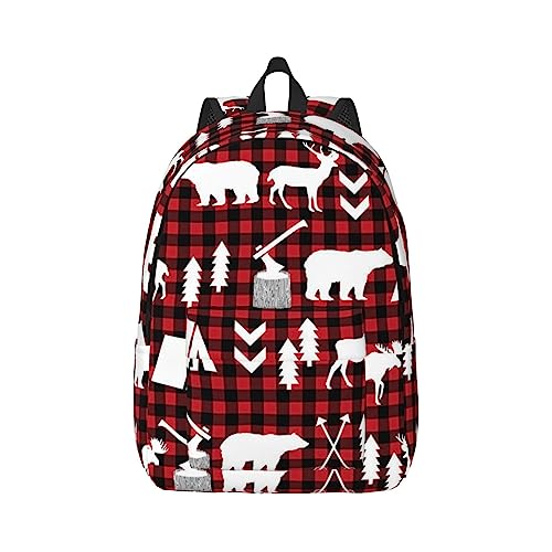 Wurton Unisex Segeltuch-Rucksack mit Kuh-Hirschbaum-Motiv, niedlicher Reiserucksack, sportlicher ästhetischer Rucksack, Blackone, S