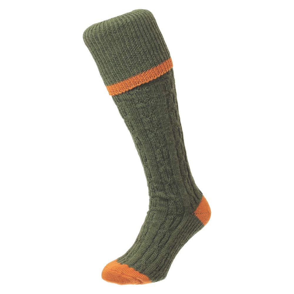 Bisley Kabel Streifen Schießen Breek Socken in 4 Farben - Olive, 40-45