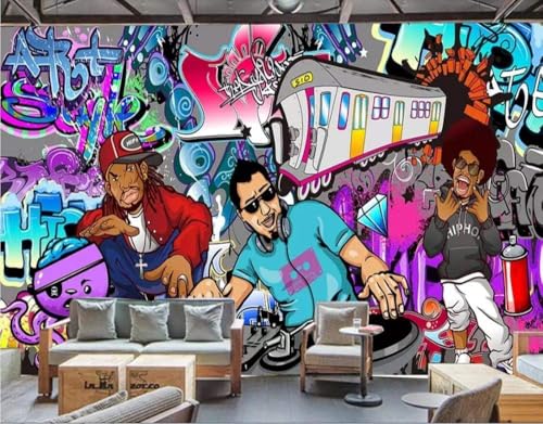 Graffiti Hip Hop Rock Musik 3D Tapete Poster Restaurant Schlafzimmer Wohnzimmer Sofa TV Dekorative Wand-400cm×280cm