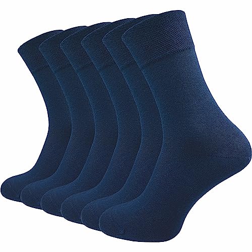 Damen & Herren Premium Socken (6 Paar) | Komfortbund ohne drückende Naht | Business & Freizeit (47-50, blau)