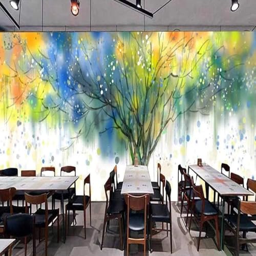 Bunte Baum Abstraktion 3D Tapete Poster Restaurant Schlafzimmer Wohnzimmer Sofa TV Dekorative Wand-400cm×280cm