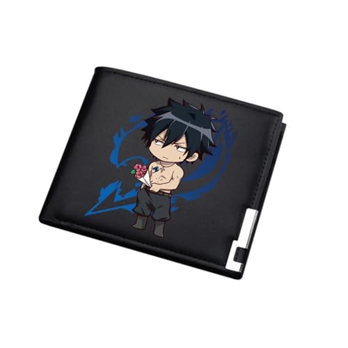 RYNDEX FAI-ry TA-il Wallet Anime, Jugend Karikatur Portemonnaie Klein, PU-Leder Geldbörse Brieftasche Wallet(Color:Black 2)