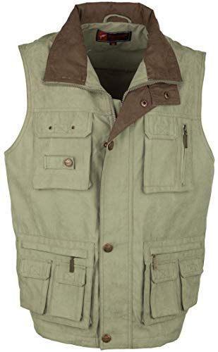 SOUNON Herren Micofaser Weste, Outdoor-Weste Khaki (M2), Groesse: 3XL