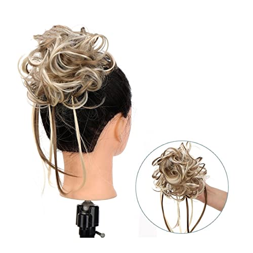 Bun Haarteile Scrunchie-Pferdeschwanz-Haarteile mit elastischem Haarband for Frauen und Mädchen, unordentliches Dutt-Haarteil, superlange, zerzauste Hochsteckfrisur, Haarknoten-Verlängerung, gewellt B