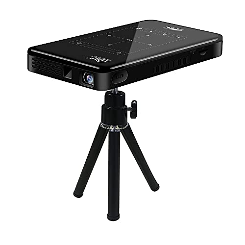 Garsent Mini DLP Projektor, 3D 4K HD 1080P tragbarer intelligenter WiFi DLP Beamer Projektor mit Stativ Heimkino Media-Player unterstützt Android-System/HDMI/USB/Bluetooth/TF-Karte (EU 100-240V)