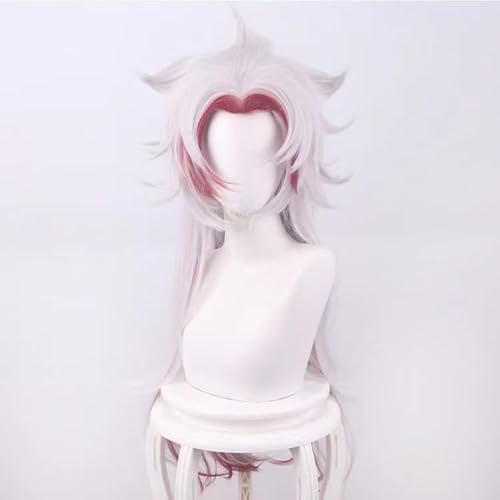 WCCNKK Anime Coser Genshin Impact Arataki Itto Cosplay Perücken Silberrotes Langes Haar Mit Farbverlauf Hitzebeständige Synthetische Haare Wig+ Perücke Kappe, Geeignet Für Halloween-Party