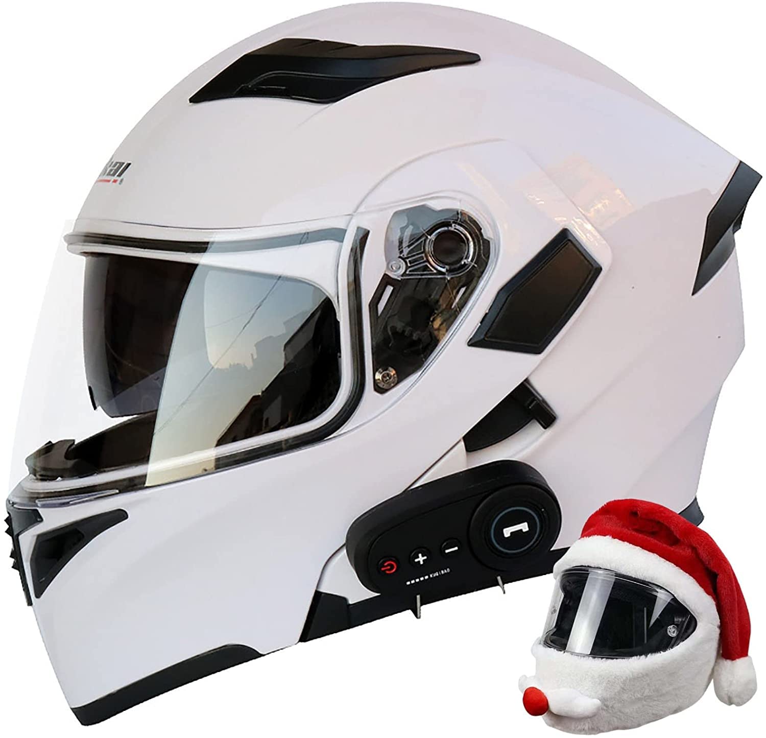 Modulare Motorradhelme Bluetooth-Integrierte Klapphelm Motorradhelme Mit Antibeschlag-Doppelsonnenblende Motorradhelm DOT/ECE-Zugelassener Integralhelm Für Herren Und Damen