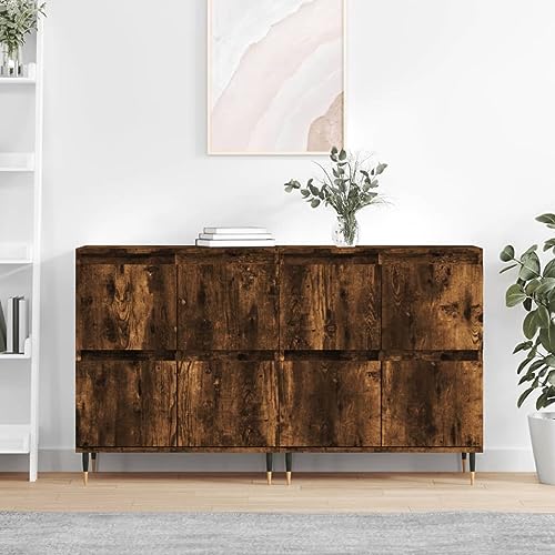 CCCINER Sideboards 2 Stk. Räuchereiche Holzwerkstoff,Zeitloses Sideboard mit viel Stauraum für deinen Wohnbereich