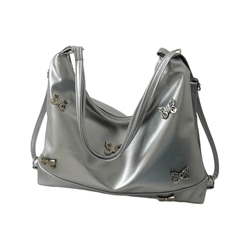 SOUTHJIELING Stilvolle PU-Umhängetasche mit Schmetterlings-Dekoration für Damen, Handtasche, perfekt für den Alltag und Verabredungen