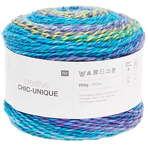 Rico Creative Chic-Unique #12, Farbverlaufswolle zum Häkeln oder Stricken, Bobbel Wolle Farbverlauf