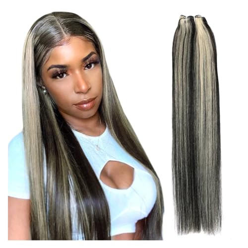 Human Hair Bundles Brasilianische glatte Haarwebart-Bündel, 35,6–71,1 cm, Höhenverhältnis, Remy-Haarverlängerungen, 100 g/Stück human hair weave (Size : 3Pcs/Lot, Color : P1B-613_22INCHES)