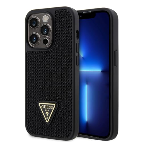 CG Mobile Guess Strass Hülle mit Dreieck Logo für iPhone 15 Pro - Schwarz