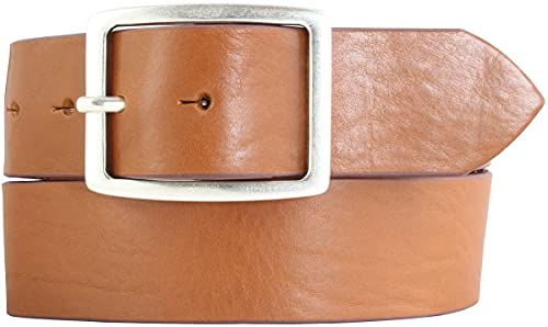 BELTINGER Jeansgürtel aus Vollrindleder mit Doppel-Schnalle 4,5 cm | Leder-Gürtel für Damen 45mm | Breiter Ledergürtel | Tabac 105cm