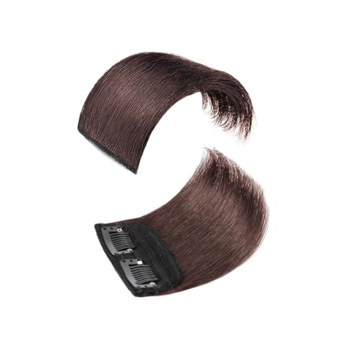 Elegant 2 Stück Damen-Top-Haarpflaster, flauschiges und haarverstärkendes Pad, 10 cm/3,9 Zoll, natürliches Schwarz/Dunkelbraun/Hellbraun Natürlich und echt