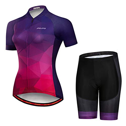 Hotlion Radtrikot Damen Sets Fahrradkleidung Frauen Kurzarm Sommer Fahrradbekleidung Rennrad Outfit JP2