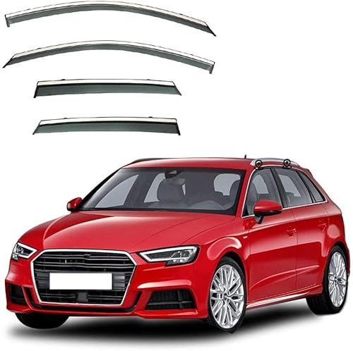 4 Stück Auto Windabweiser für Audi A3 Sportback MK3 8V 2014 2015 2016 2017 2018 2019 2020, Vorne Hinten Seitentür Fenster Wasserdicht Beschlagfrei Beschattung Auto Zubehör