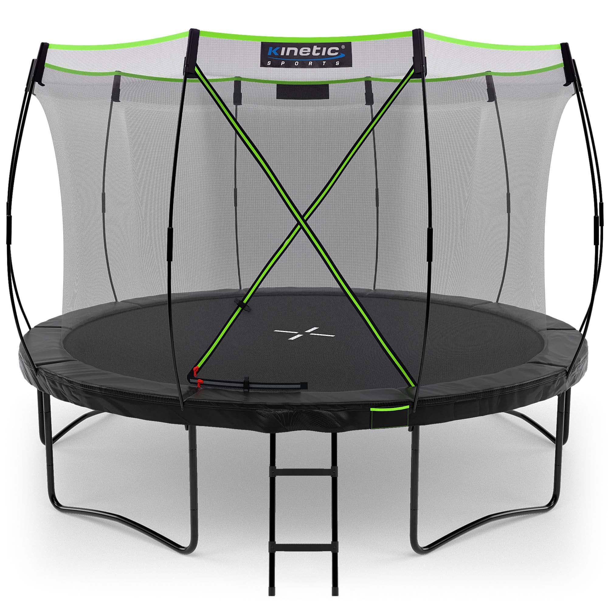 KINETIC SPORTS Trampolin Outdoor 366 cm 'Ultimate Pro' – TÜV Rheinland geprüft, Designed in Germany, Fiberglas Netzstangen, AirMAXX Technologie, Premium Gartentrampolin Kindertrampolin, Schwarz