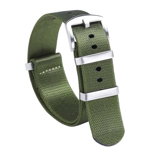 THBGTCNQ 18 mm, 20 mm, 22 mm, Nylon-Uhrenarmband for traditionelle Uhren, sportliches wasserdichtes Armband, Schnellwechsel-Uhrenzubehör(Green,20mm)