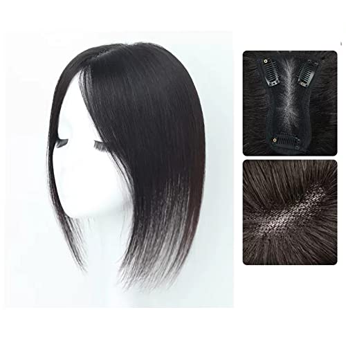 Perücken Perücke Mädchen Kopf Patch Weißes Haar Echthaar Dünn Flauschig Erhöhen Sie das Haarvolumen Perücke Stück Damenperücke(Color:11-(8-12)25CM-black)