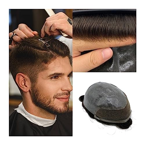 Toupet für Männer Haarersatz Systeme Toupet for Männer, Haarteile mit 20,3 x 25,4 cm dünner PU-Basis, Schweizer Spitze-Front-Haarsystem, Ersatz for 15,2 cm indische Echthaar-Perücken-Einheiten, 2 dun